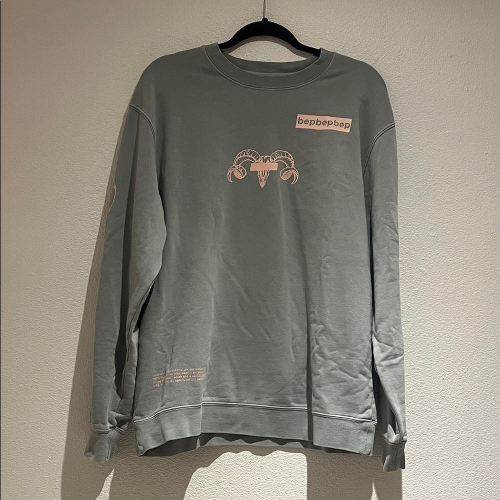 Men's Blue Grey Sweater with Ram Design